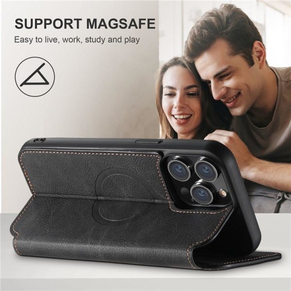 SUTENI iPhone 12 Pro Max lompakkokotelo Magsafe - musta