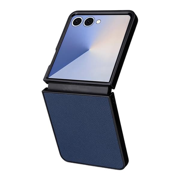 Mobilskal till Galaxy Z Flip7 Litchi Texture Läder - Blå Blå