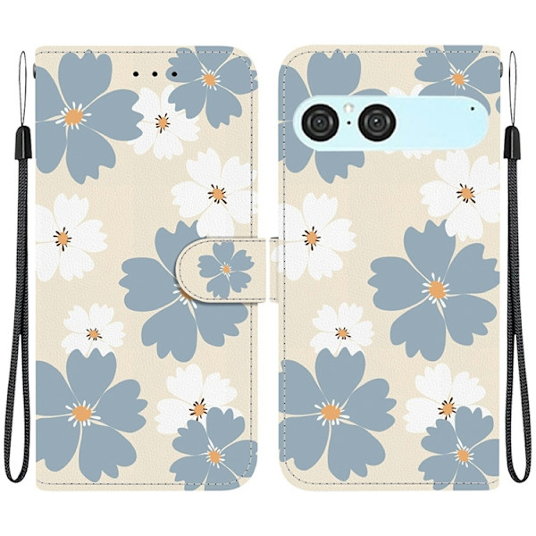 Sony Xperia 10 VII Konstläder Plånboksfodral Pattern Printing - Daisy Blå