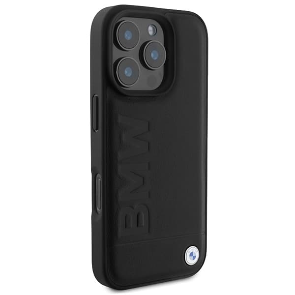 BMW Mobilskal till iPhone 16 Pro Max Läder Hot Stamp - Svart Black