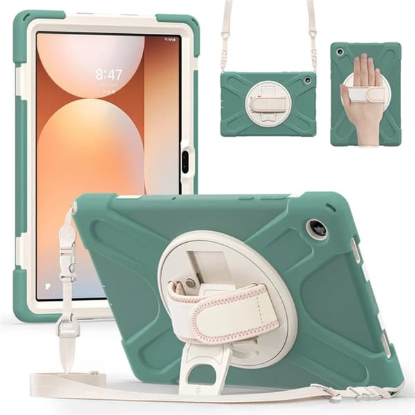 Mobilskal till Galaxy Tab A11 Plus Kickstand Silikon Axelrem Grön