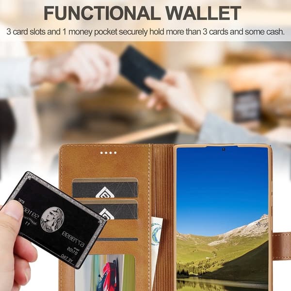 LC.IMEEKE Plånboksfodral Folio Flip Konstläder - Ljusbrun