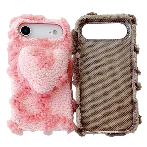 Mobilskal till iPhone Air 3D Heart Plush TPU Winter Warm Soft - Blå Blå