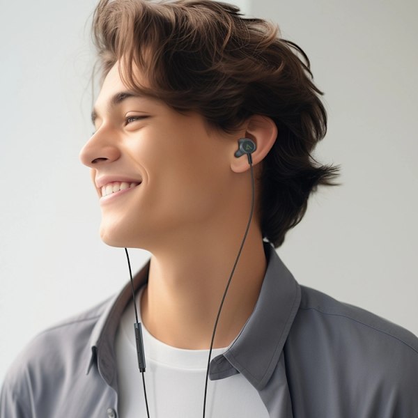 Acefast In-Ear Lightning Hörlurar 1.2m - Svart Svart