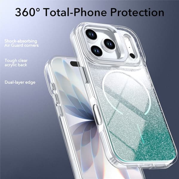 Mobilskal till iPhone 17 Pro MagSafe Shockproof Glitter Gradient - Blå Grön