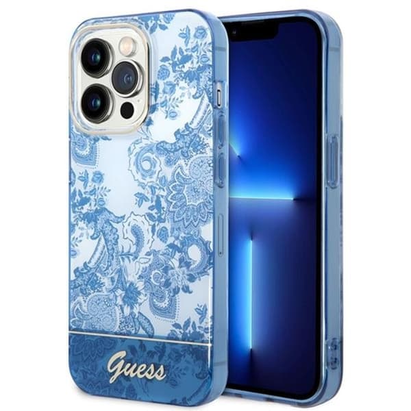 GUESS iPhone 14 Pro Skal Porcelain Collection - Sininen Blå