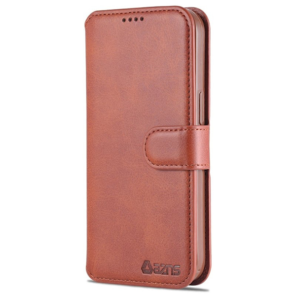 AZNS iPhone 13 Pro Max Plånboksfodral Konstläder - Brun