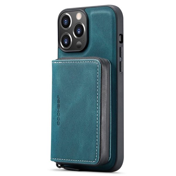 JEEHOOD Shockproof Case iPhone 14 Pro Max Konstläder Plånboksfodral Blå