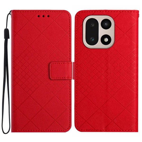 OnePlus 15 5G Plånboksfodral Imprint PU Folio Konstläder Röd
