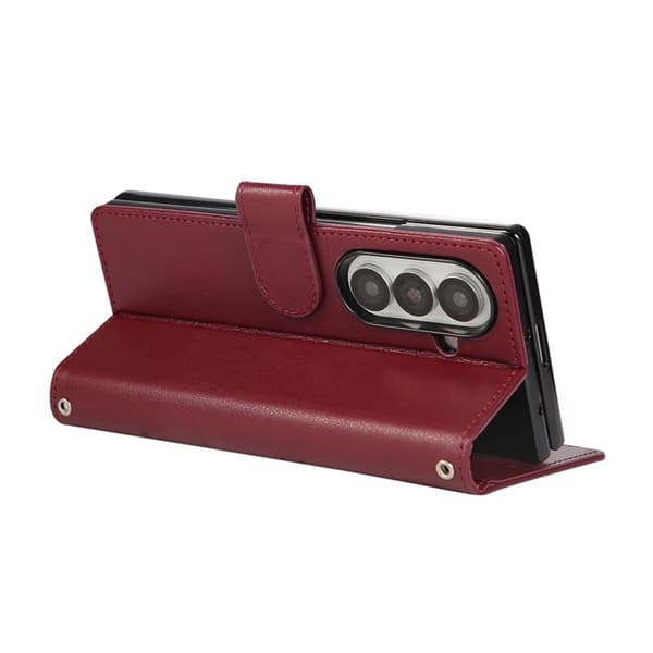 Galaxy Z Fold 7 Plånboksfodral Med Handledsrem - Vinröd Vinröd