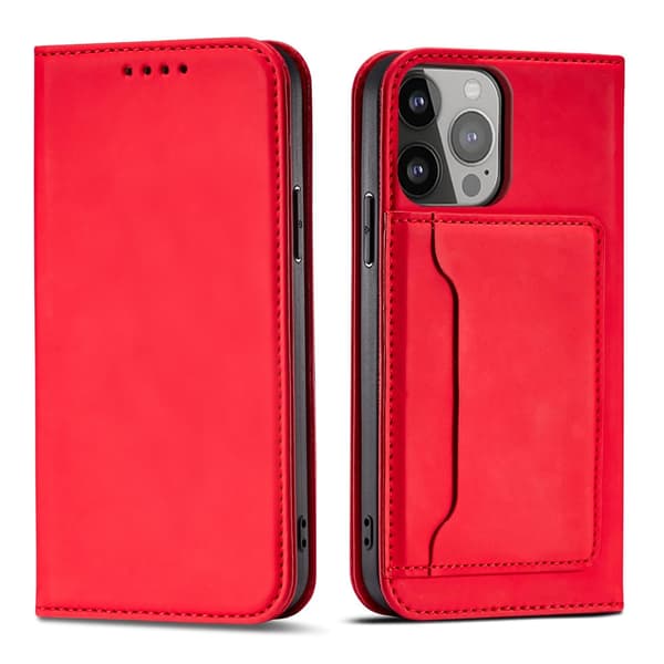 iPhone 13 Pro Plånboksfodral Magnet Stand - Röd Röd