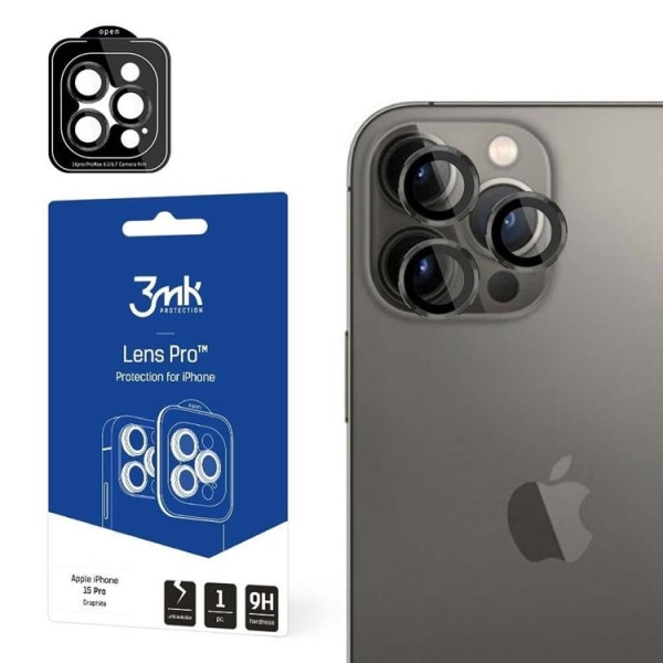 3MK iPhone 15 Pro Max kameralinsecover i hærdet glas