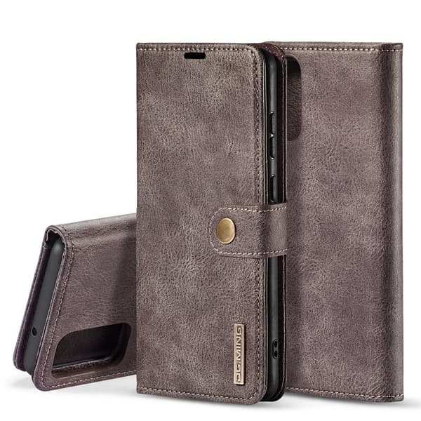 DG.MING Detachable 2-in-1 Plånboksfodral Äkta Läder för Samsung Galaxy S20 - Grå