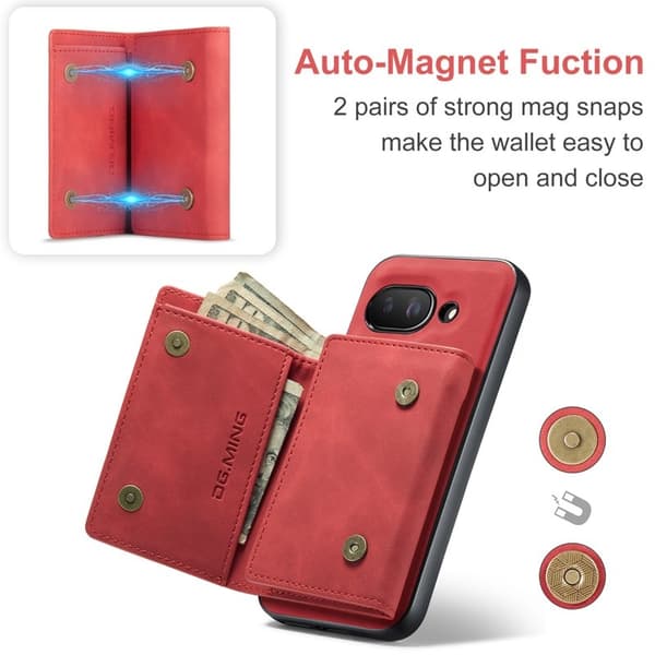 DG.MING M1 Series Mobilskal till Google Pixel 9a Kickstand PU Röd
