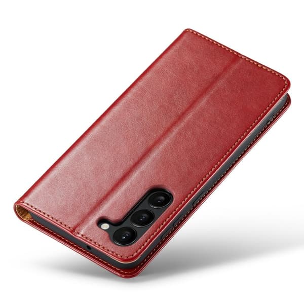 FIERRE SHANN för Samsung Galaxy S23 Plånboksfodral Konstläder - Röd
