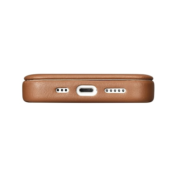 iCarer iPhone 14 Pro Plånboksfodral Magsafe CE Läder - Brun