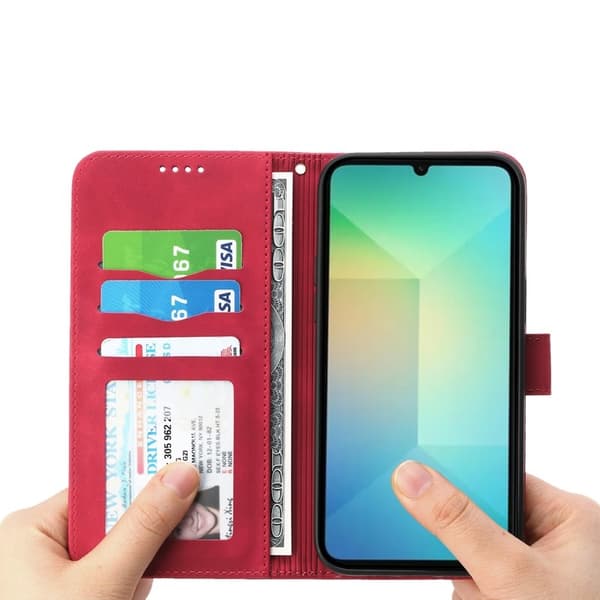 DIERFENG DF-03 Plånboksfodral för Samsung Galaxy A06 4G Konstläder - Röd