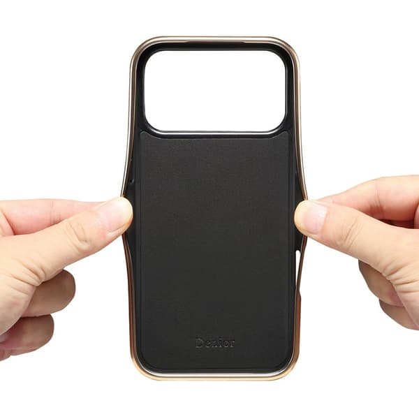 DENIOR Mobilskal till iPhone 17 Pro Äkta Läder Belagt PC + TPU - Brun