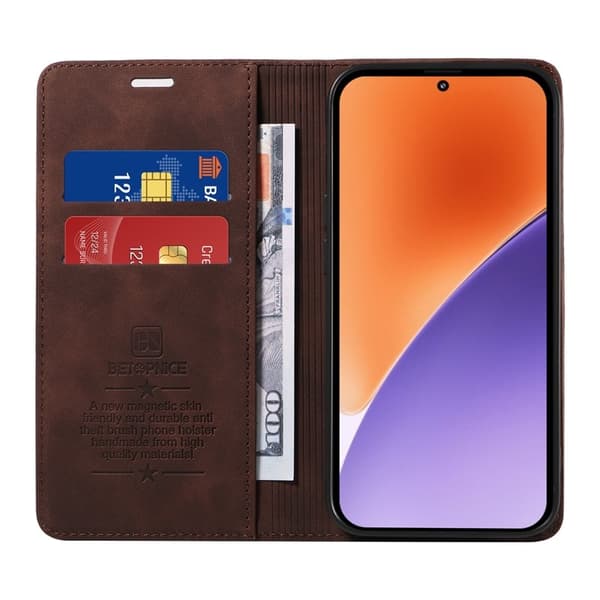BETOPNICE 003 för Xiaomi 15 Plånboksfodral Konstläder - Brun