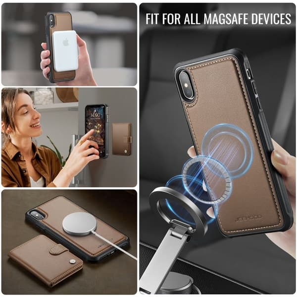JEEHOOD J09 Mobilskal för iPhone XS/X - RFID Blocker - Brun