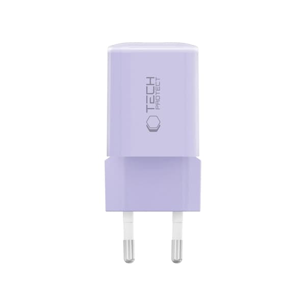 Tech-Protect Väggladdare USB-A Till USB-C 33W - Baby Lila Svart