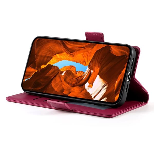 Plånboksfodral för Samsung Galaxy S26 Plus Konstläder Kickstand - Vinröd