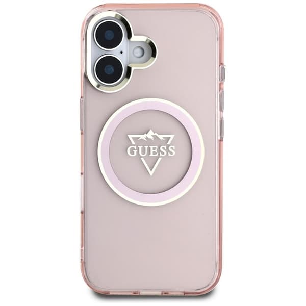 Guess Mobilskal till iPhone 16 MagSafe IML Mountain Logo - Rosa Rosa