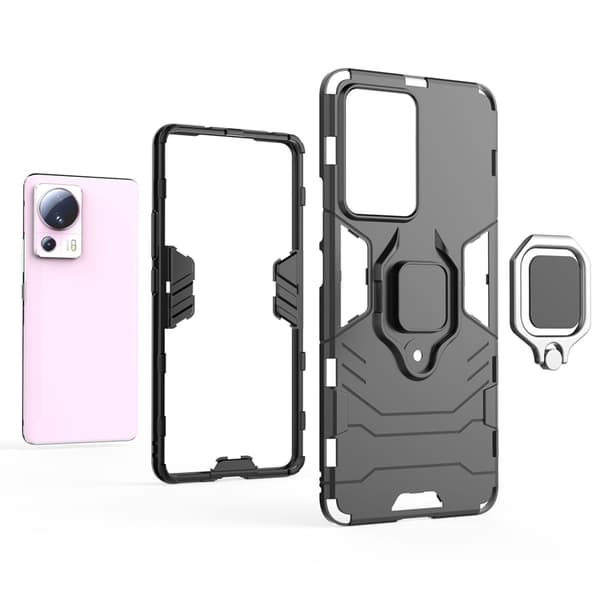 Xiaomi 13 Lite Mobilcover Ring Armor Magnetisk Holder - Sort Svart