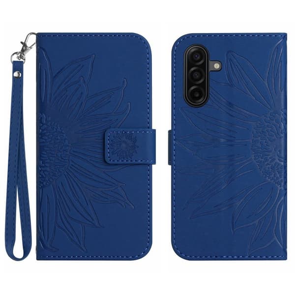 Samsung Galaxy S26 Plånboksfodral Konstläder Blomtryck - Safir