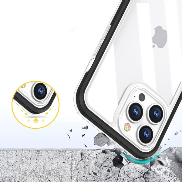 iPhone 12 Pro Max -kuori kirkas 3in1 - musta
