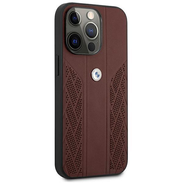 BMW Skal iPhone 13 Pro Læder Curve Perforate - Rød Red