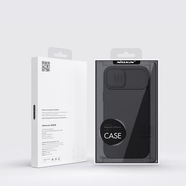 Nillkin iPhone 14 Plus -kuori CamShield Silky Silicone - Musta Black