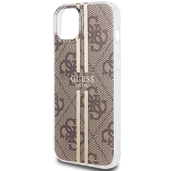 Guess iPhone 15 Plus Etui Brun Guldstribe Brun