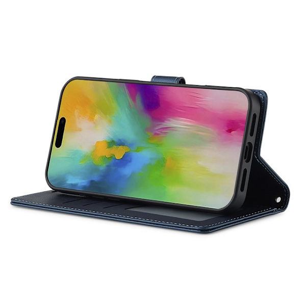 LC.IMEEKE L2 Series iPhone 16 Plus Plånboksfodral Konstläder - Blå