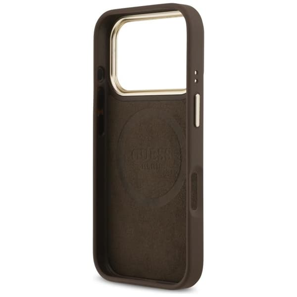 Guess Mobilskal till iPhone 17 Pro MagSafe 4G Logo Plate - Brun