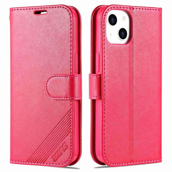 AZNS iPhone 14 Plus Plånboksfodral i Konstläder - Röd