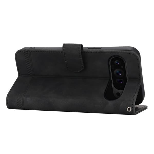 DIERFENG DF-03 Flip Plånboksfodral Google Pixel 9 Pro XL - Äkta läder - Svart
