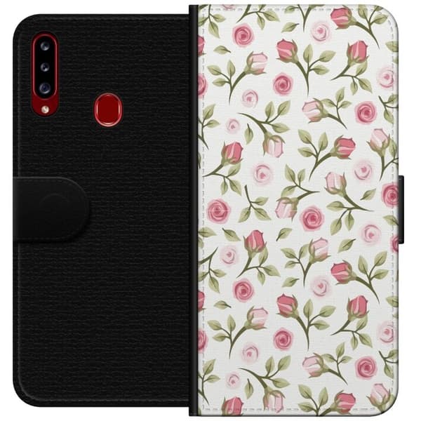 Plånboksfodral till Samsung Galaxy A20s med Blommigt