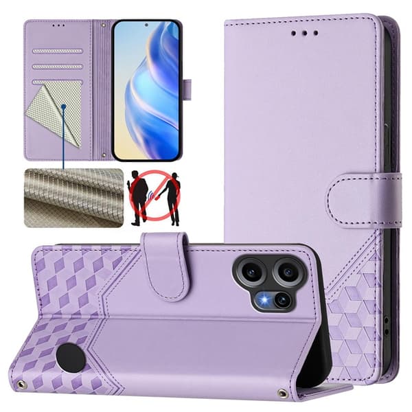 Nothing CMF Phone 2 Pro Plånboksfodral Imprinted Honeycomb RFID Lila
