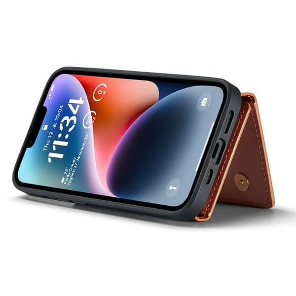 DG.MING M3 Series iPhone 15 Konstläder Plånboksfodral Detachable Roséguld