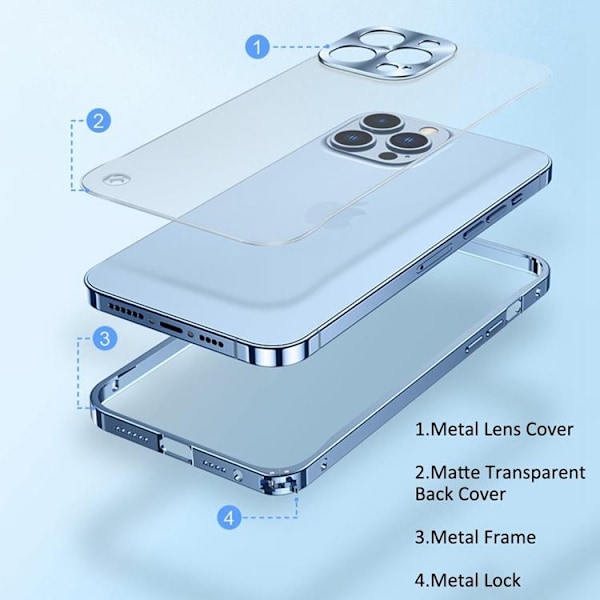 iPhone 14 Pro Max -kuori Metalli Slim - Hopea Silver