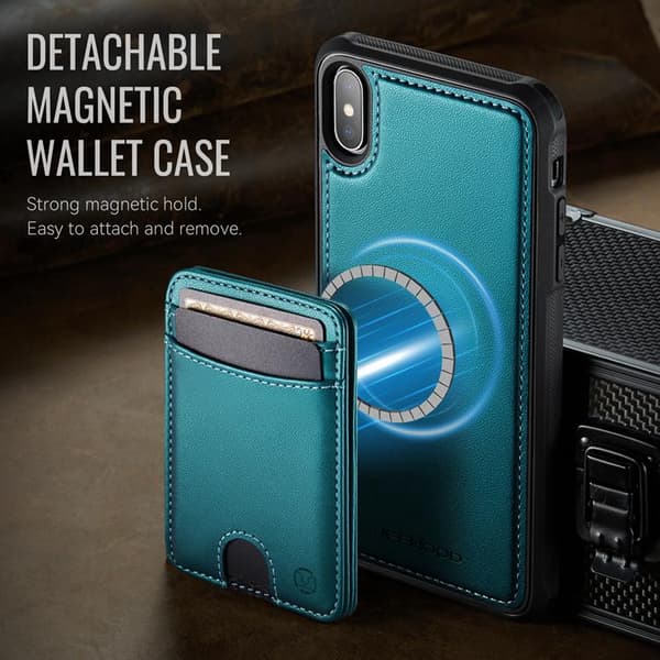 JEEHOOD iPhone X/XS Mobilskal KonstLäder MagSafe Stöd - Blå Blå