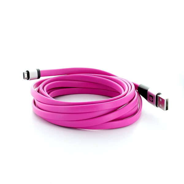 Peitetty Gear Micro-USB -kaapeli 3 metriä - vaaleanpunainen Pink