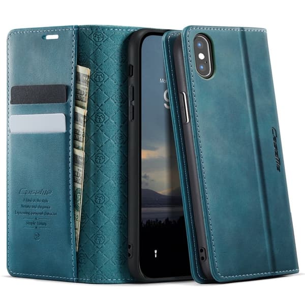 CASEME 033 Mobilskal till iPhone XS Max RFID Blocker Läder Grön