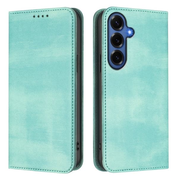 Samsung Galaxy S26+ Plånboksfodral Konstläder Retro Textur - Mintgrön