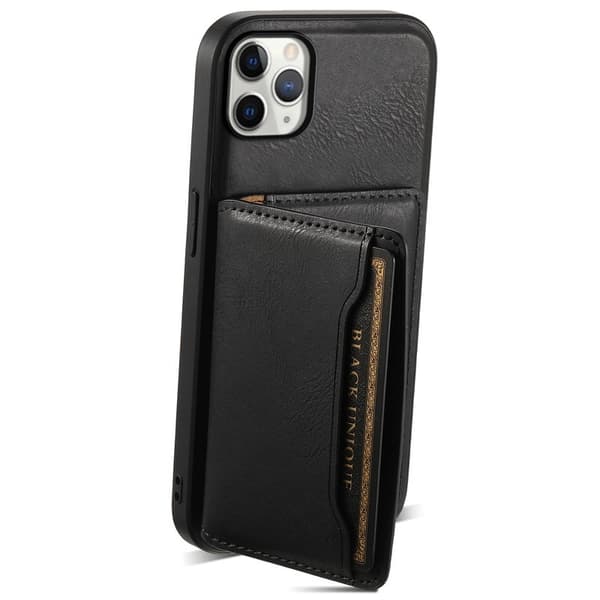 DENIOR Mobilskal till iPhone 11 Pro Max Äkta Läder Magnetisk - Svart