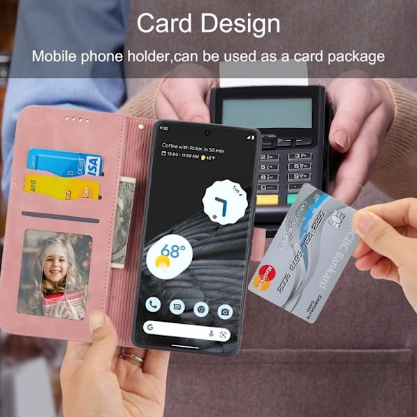 DIERFENG DF-03 Plånboksfodral för Google Pixel 7 Pro 5G Konstläder - Rosa