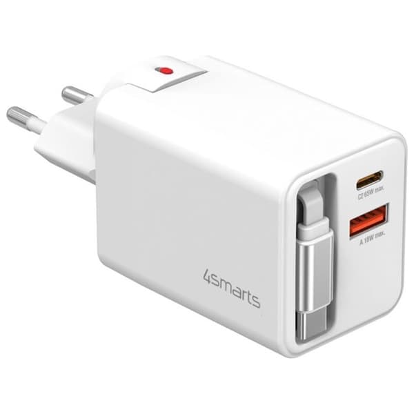 4smarts Snabbladdare 65W 2xUSB-C 1xUSB-A Flex Jojo - Vit Vit