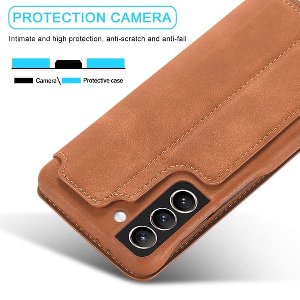 LC.IMEEKE Samsung Galaxy S21+ Plånboksfodral Konstläder - Brun