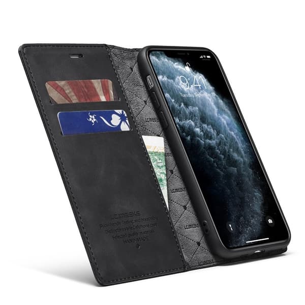 LC.IMEEKE iPhone 11 Pro Max Plånboksfodral i Konstläder - Svart
